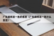 广东麻将混一色的意思（广东麻将混一色什么意思）