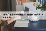 雀神广东麻将好听的名字（雀神广东麻将100张规则）