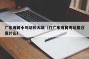 广东麻将小鸡胡和大胡（打广东麻将鸡胡要注意什么）